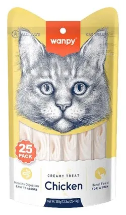 Wanpy Creamy Cat Treats with CHICKEN - 25 Pack - 350gm