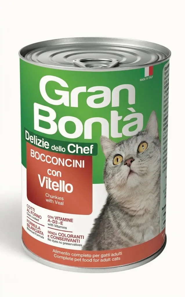 Gran Bonta Adult Cat Wet Food with VEAL Chunkies -415gm