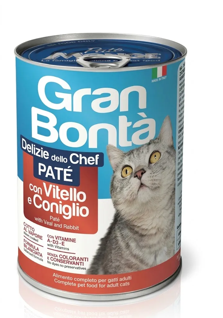 Gran Bonta Adult Cat Wet Food with Veal & Rabbit Pate -400gm