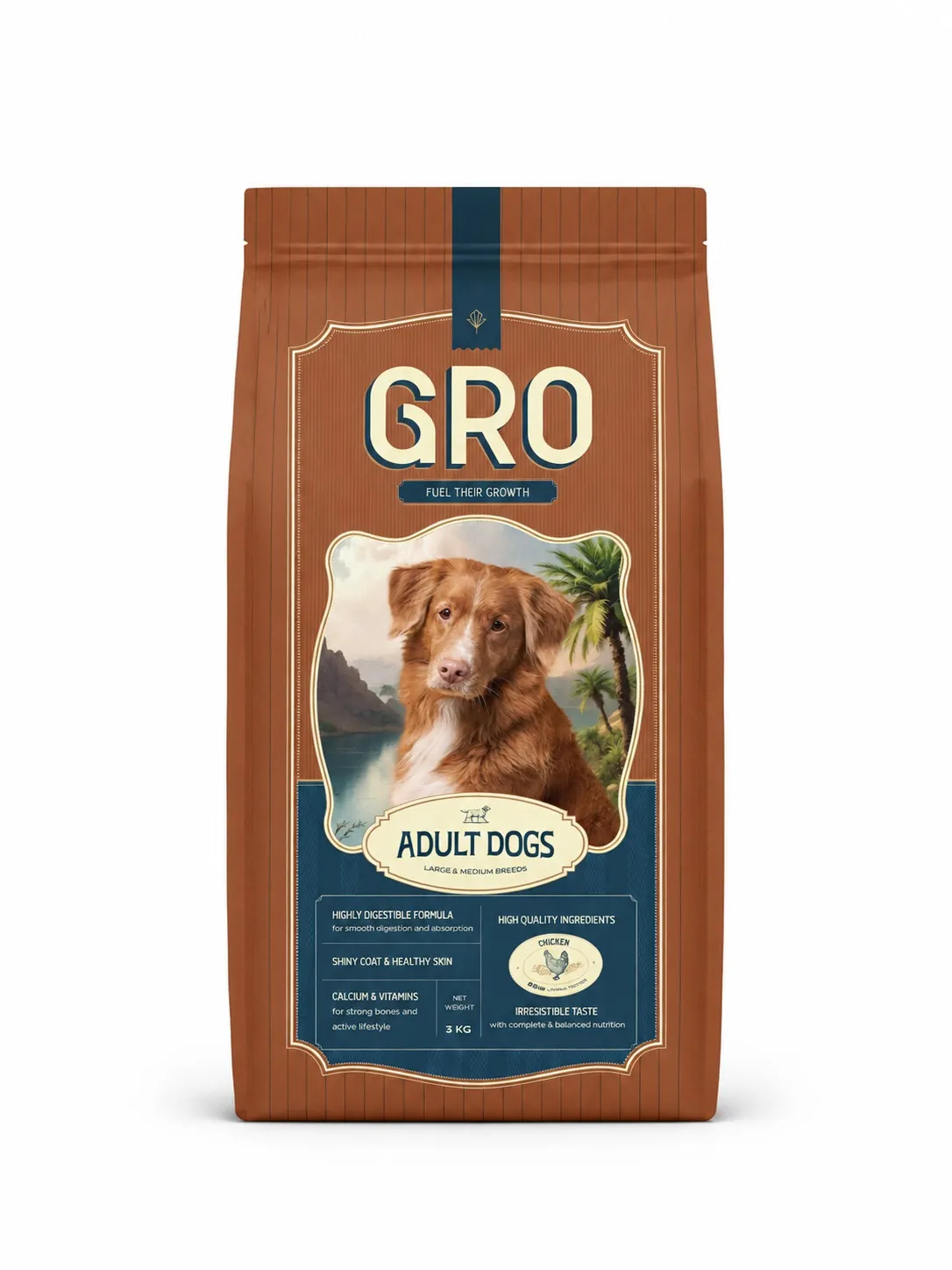 GRO Adult Large & Medium Dogs Dry Food - 1KG