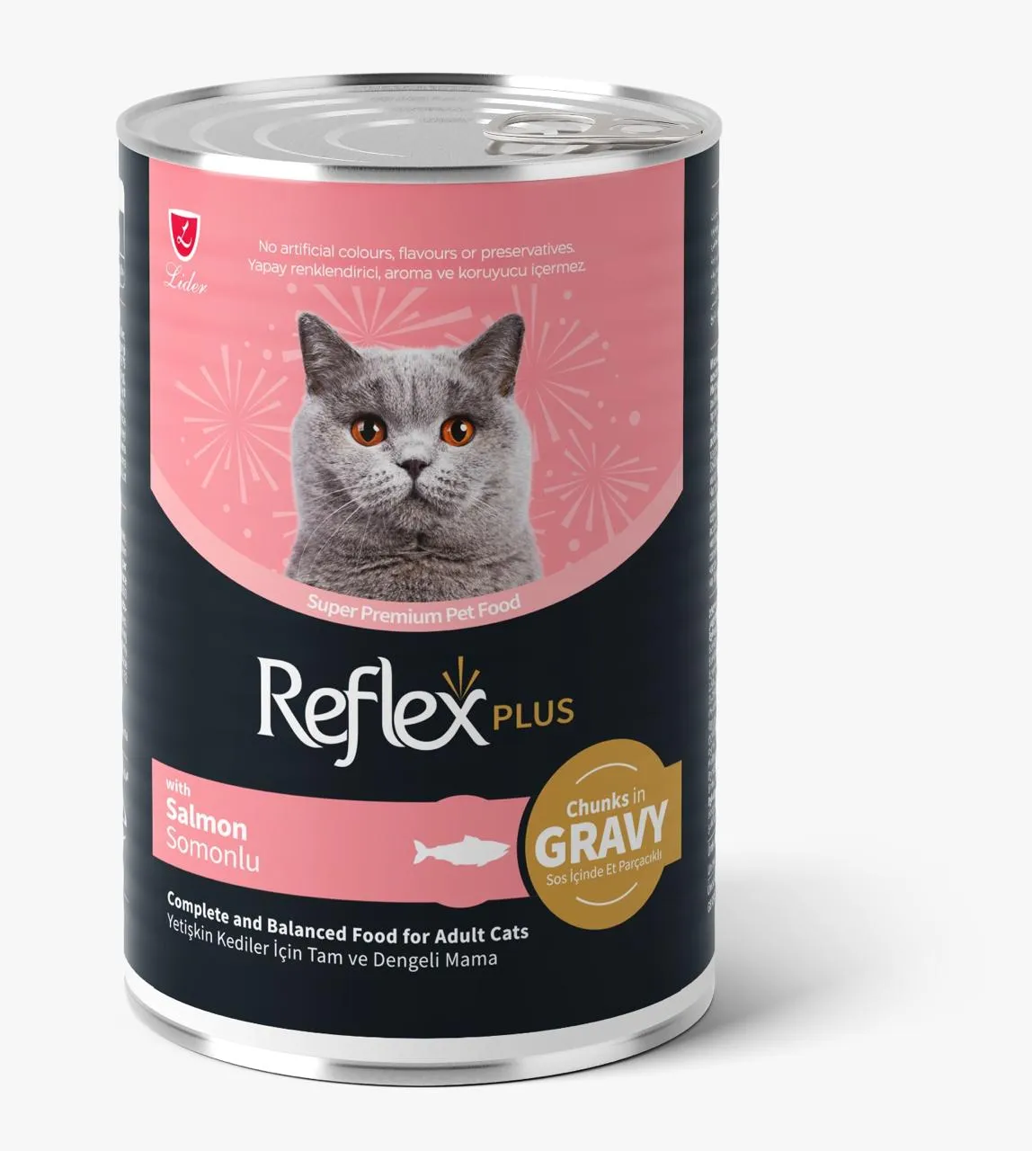 Reflex Plus Adult Cat Wet Food  with Salmon Chunks in gravy 400gm
