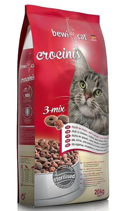 Bewi Cat Crocinis 3-mix Adult Cat Dry Food - 20 kg
