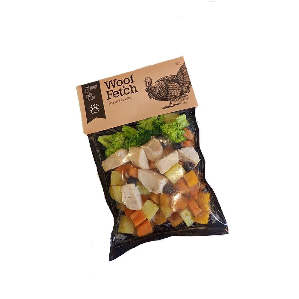 Fresh Food كلاب Woof&Fetch ديك رومي 500 جرام