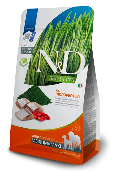 Farmina N&D Spirulina Adult Dog Dry Food - Medium and Maxi - 7KG