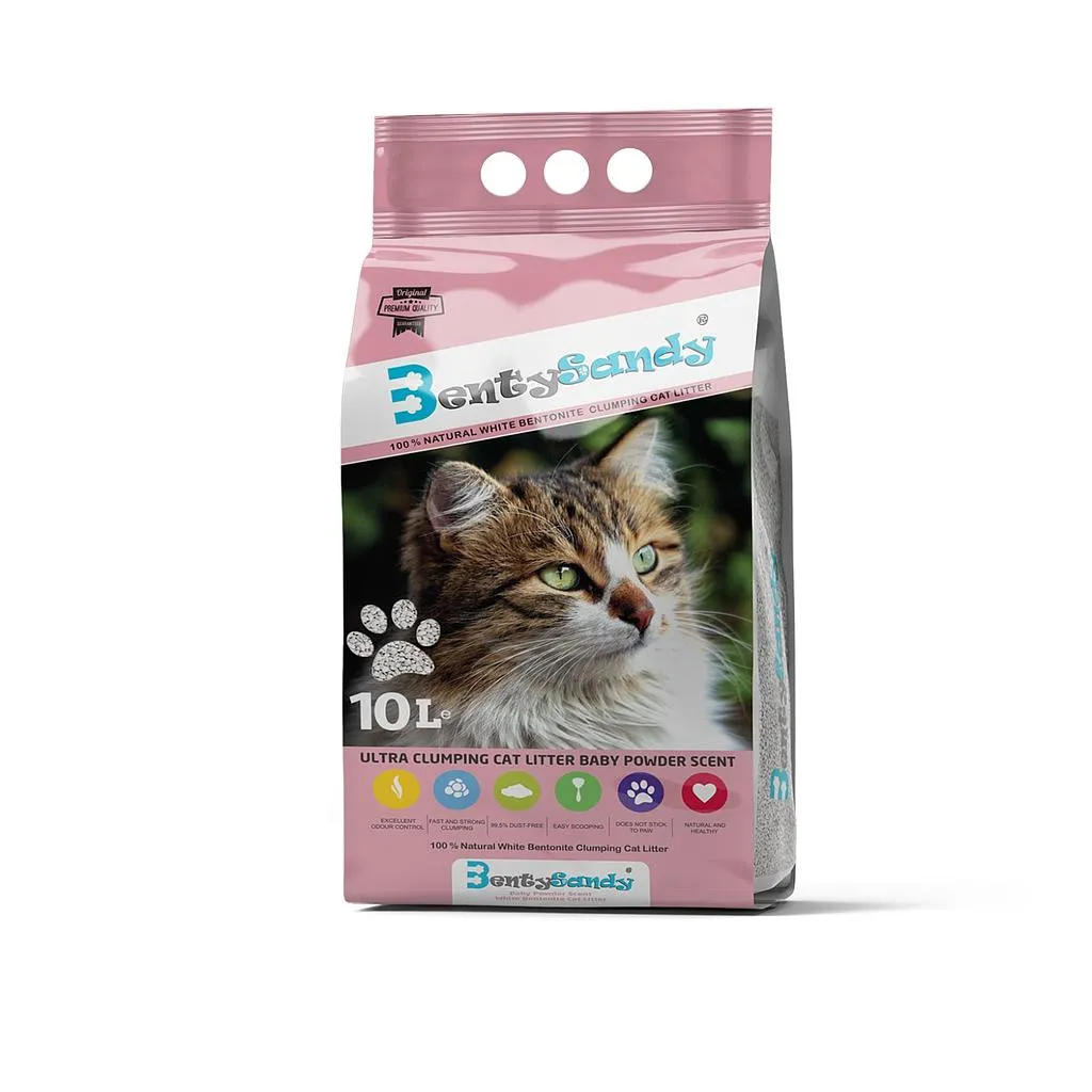 BentySandy Clumping Cat Litter - Baby Powder Scented - 10L