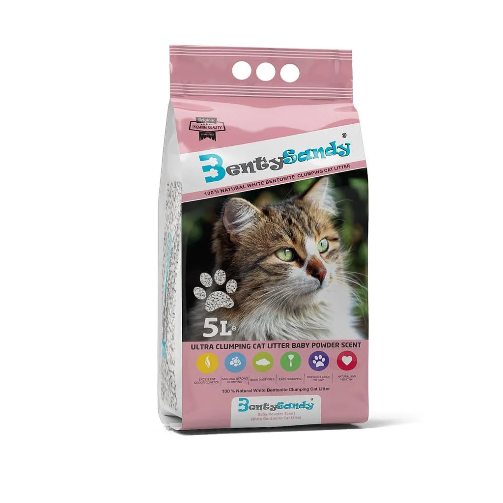 BentySandy Clumping Cat Litter - Baby Powder Scented 5L