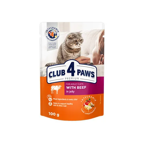 طعام رطب قطط CLUB 4 PAWS لحم بقري 85 جرام