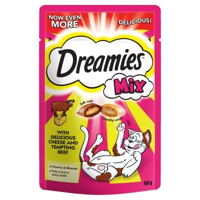 Dreamies Adult Cat Treats MIX with Beef & Cheese 60gm