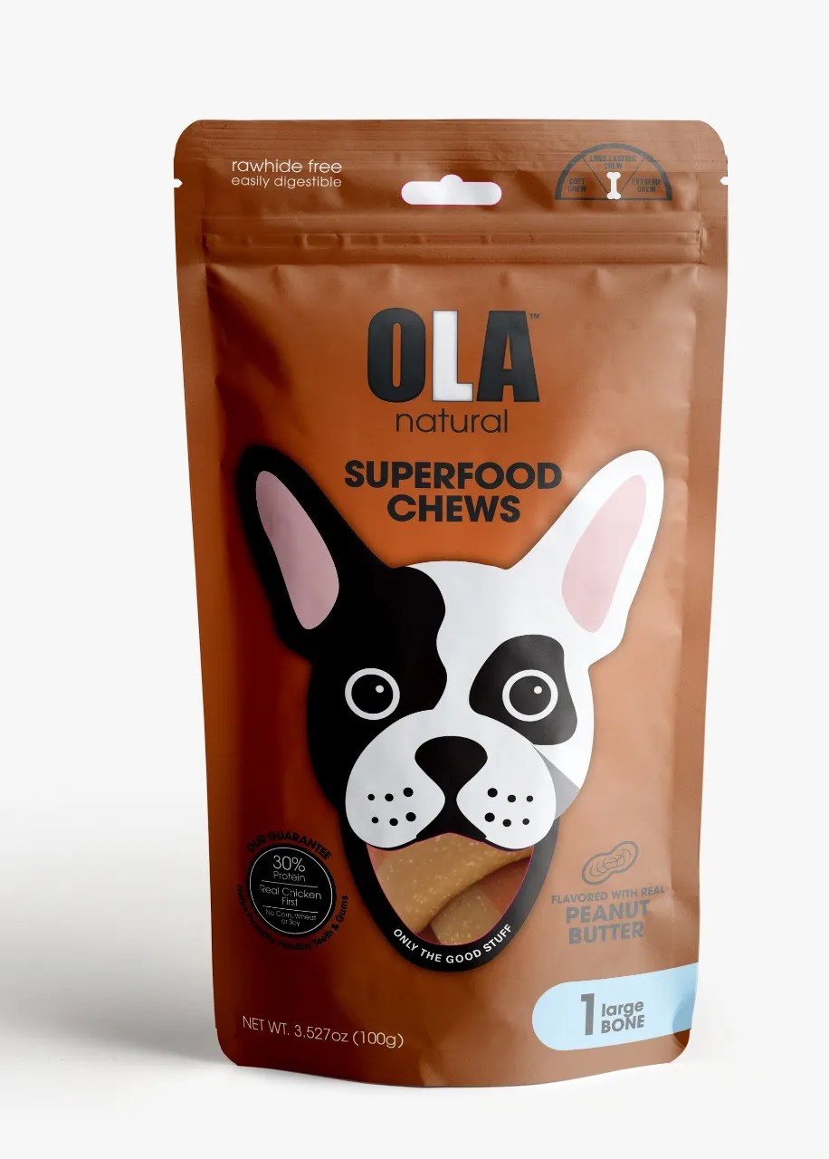 Ola Natural Peanut Butter Dog Treats 1 Large Bone - 100gm