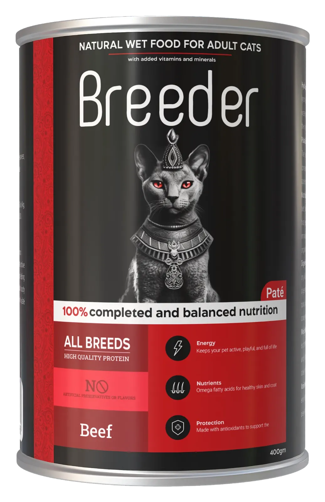 Breeder Pate Wet Can food with BEEF for Adult Cats - 400gm