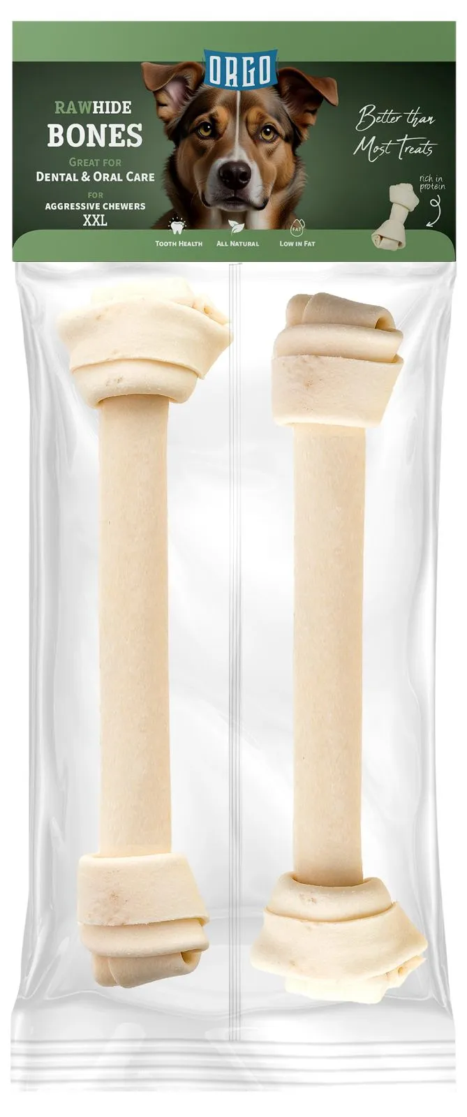 Orgo Rawhide Knotted Bones - 2PCs - XXL