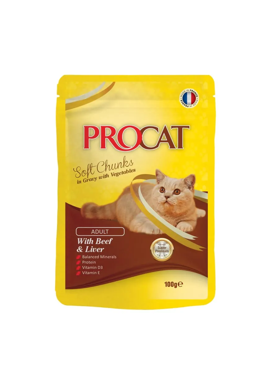 PRO CAT Pouch Beef & Liver 100 gm