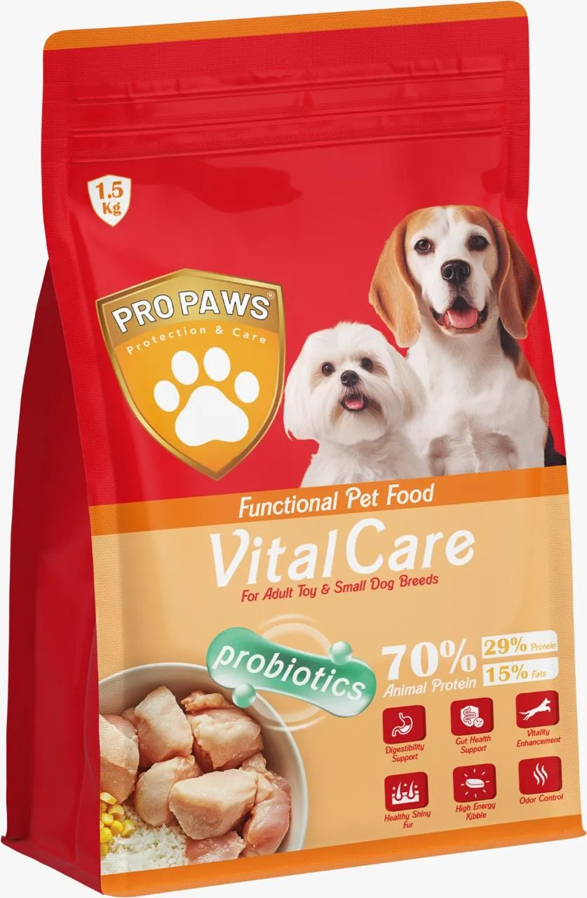 PROPAWS Vital Care Dry Food For Adult Toy and Small Breeds - 1.5KG