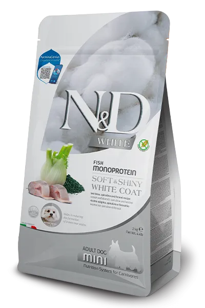 Farmina N&D WHITE ,Sea Bass, Spirulina and Fennel Adult Mini - 2 KG
