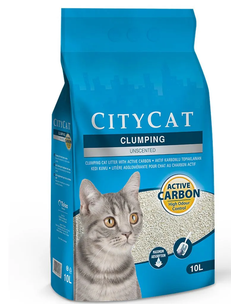 CITYCAT Clumping Cat Litter Active Carbon - 10L