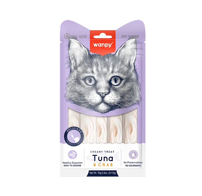 Wanpy Creamy Cat Treats with TUNA & CRAB - 5X14gm