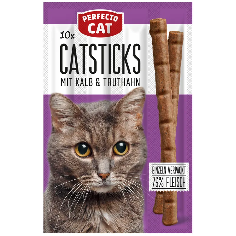 Perfecto Cat 10 cat sticks with veal & turkey 50gm
