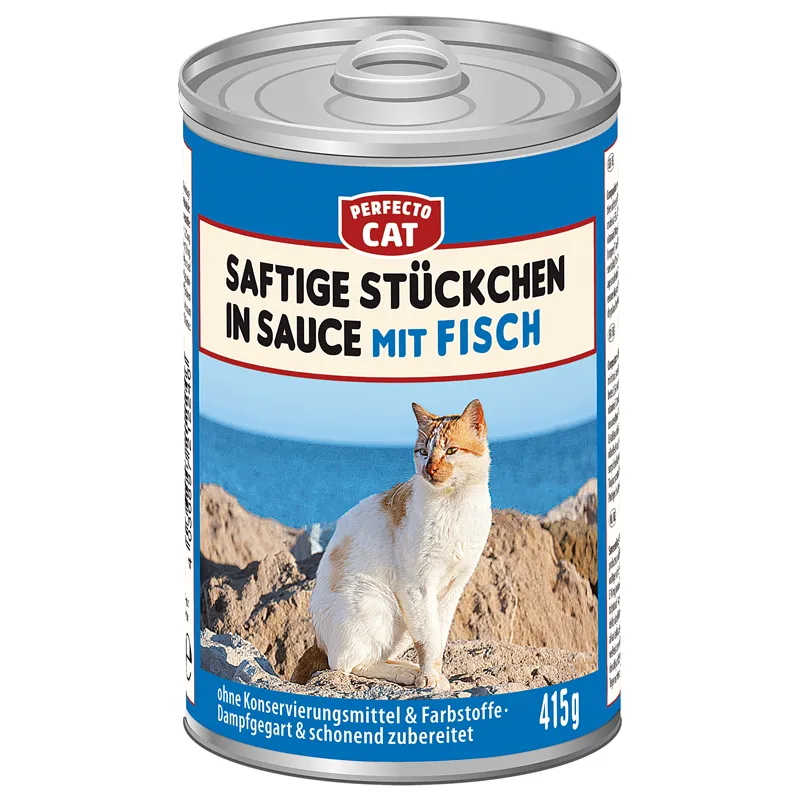 Perfecto Cat Juicy Chunks in Sauce with Fish - 415gm