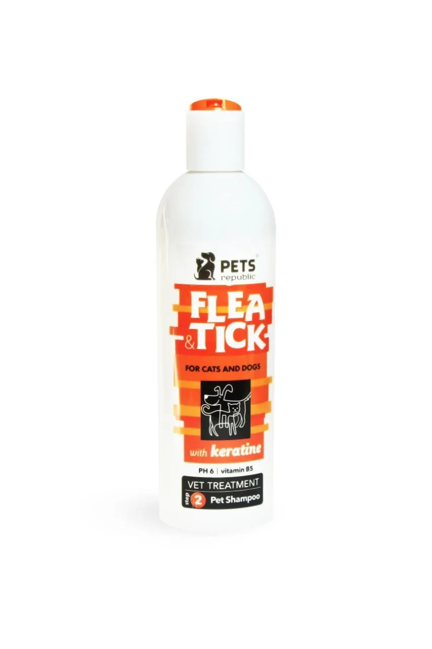 Pets Republic Flea & Tick Shampoo for Cats & Dogs with Keratin 500 ml