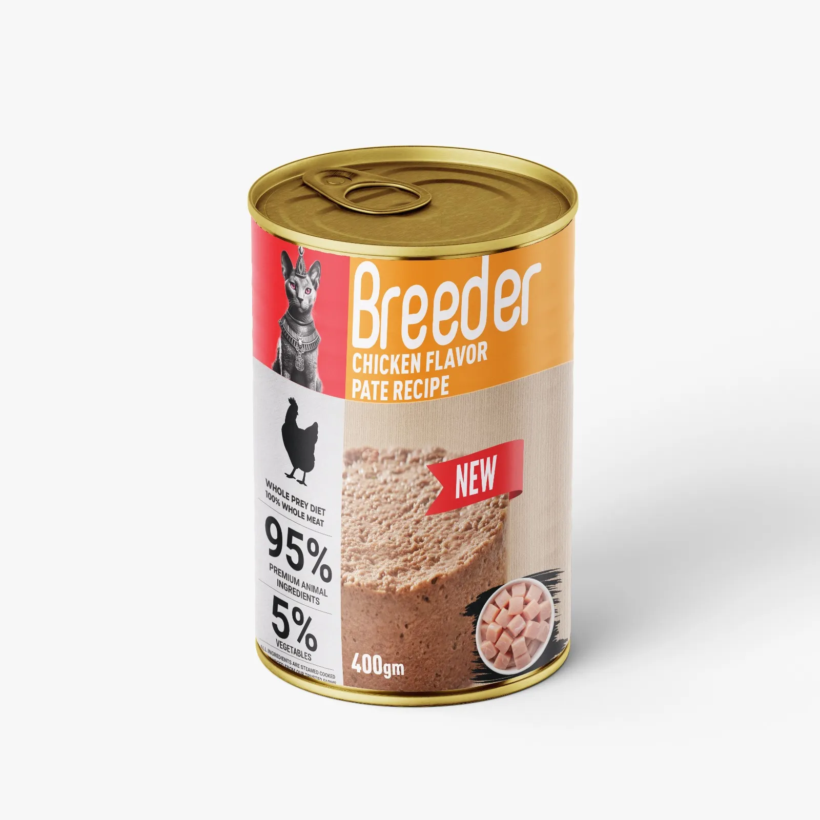 Breeder Pate Wet Can food with CHICKEN for Adult Cats - 400gm