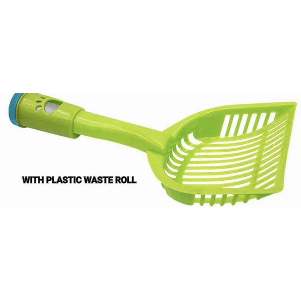 Nunbell Litter Scoop with Waste Bag Dispenser-Green