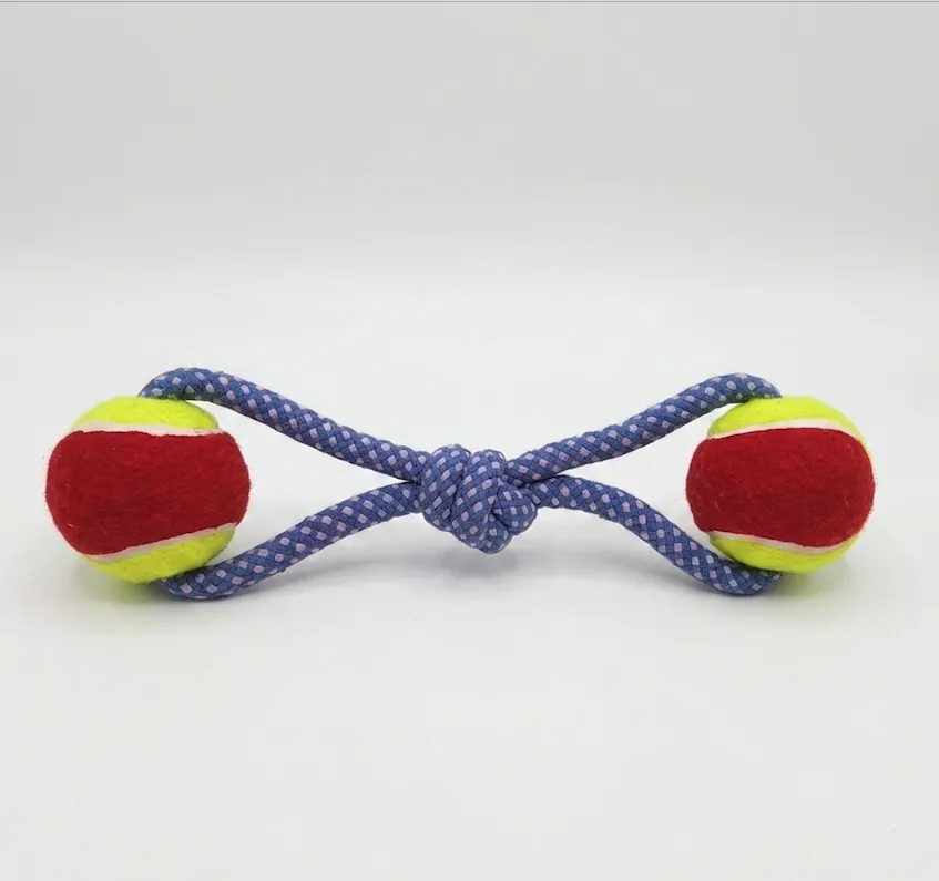 Nunbell Rope toy with 2 Balls - for Puppy and Adult Dog NB-71