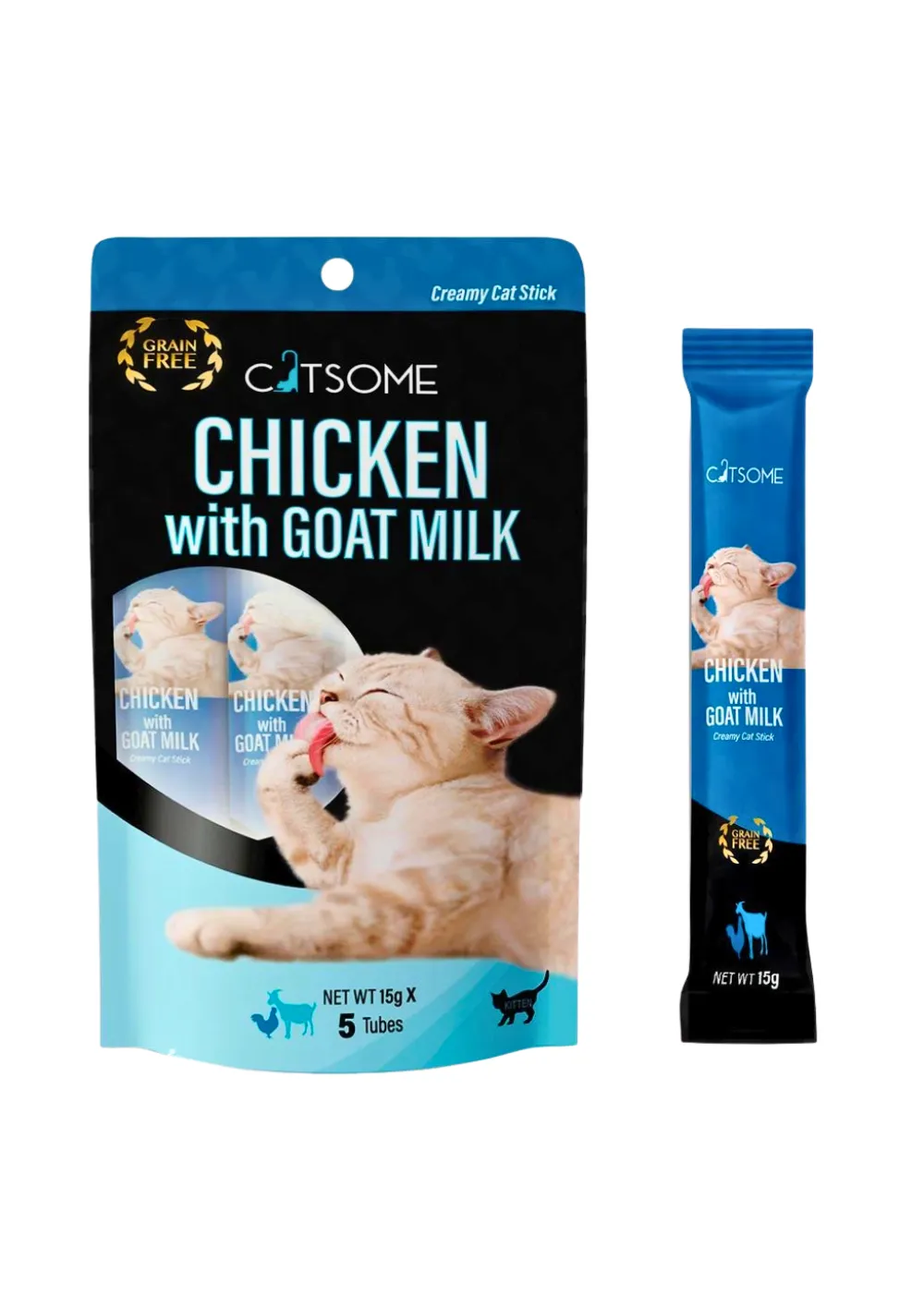 CATSOME Creamy Cat Stick with Chicken and Goat Milk - (5 sticks X 15gm)