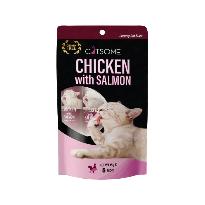 CATSOME Creamy Cat Stick with Chicken and Salmon - (5 sticks X 15gm)