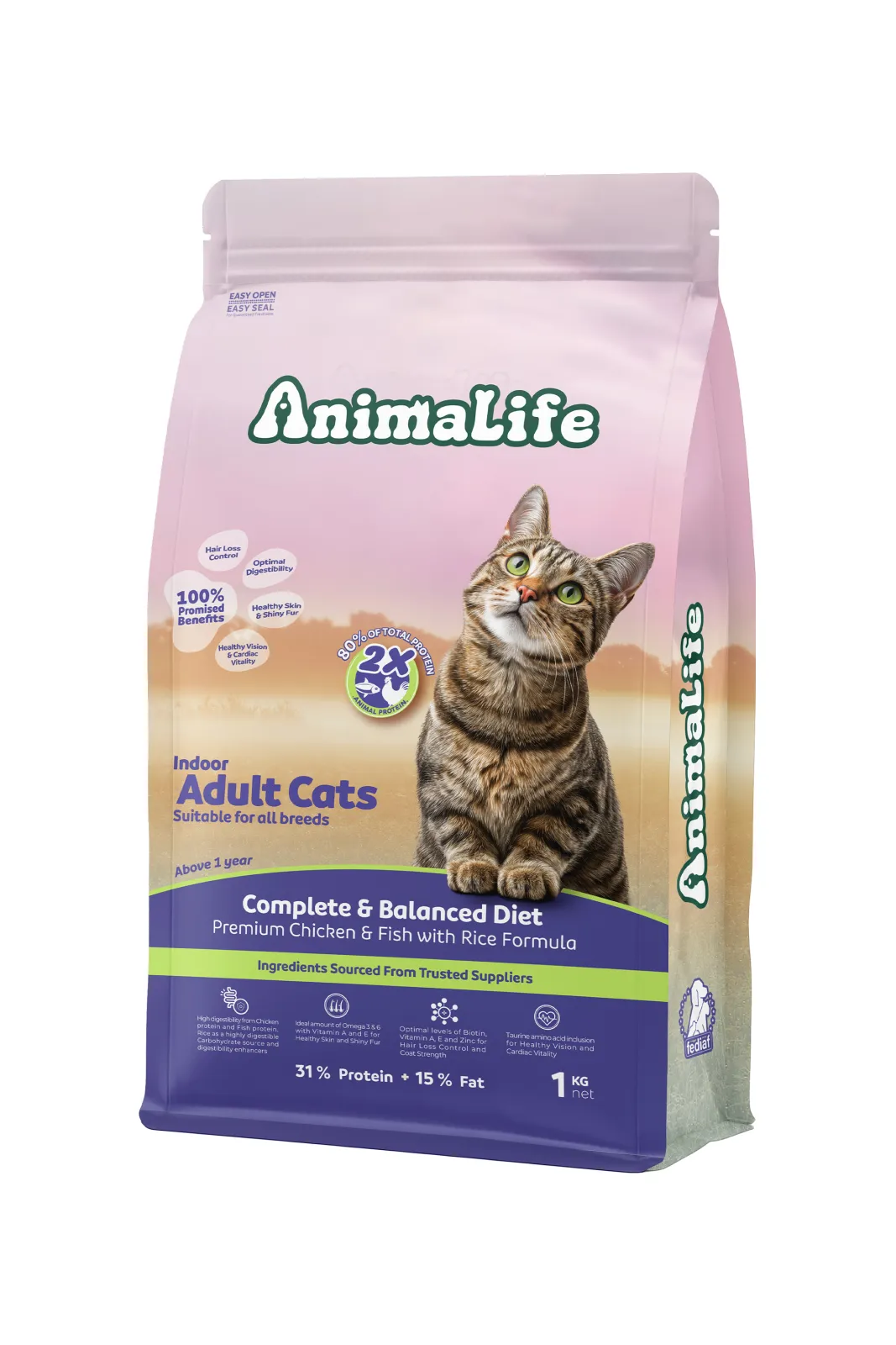 AnimaLife Adult Cats Dry Food Chicken and Fish -1KG