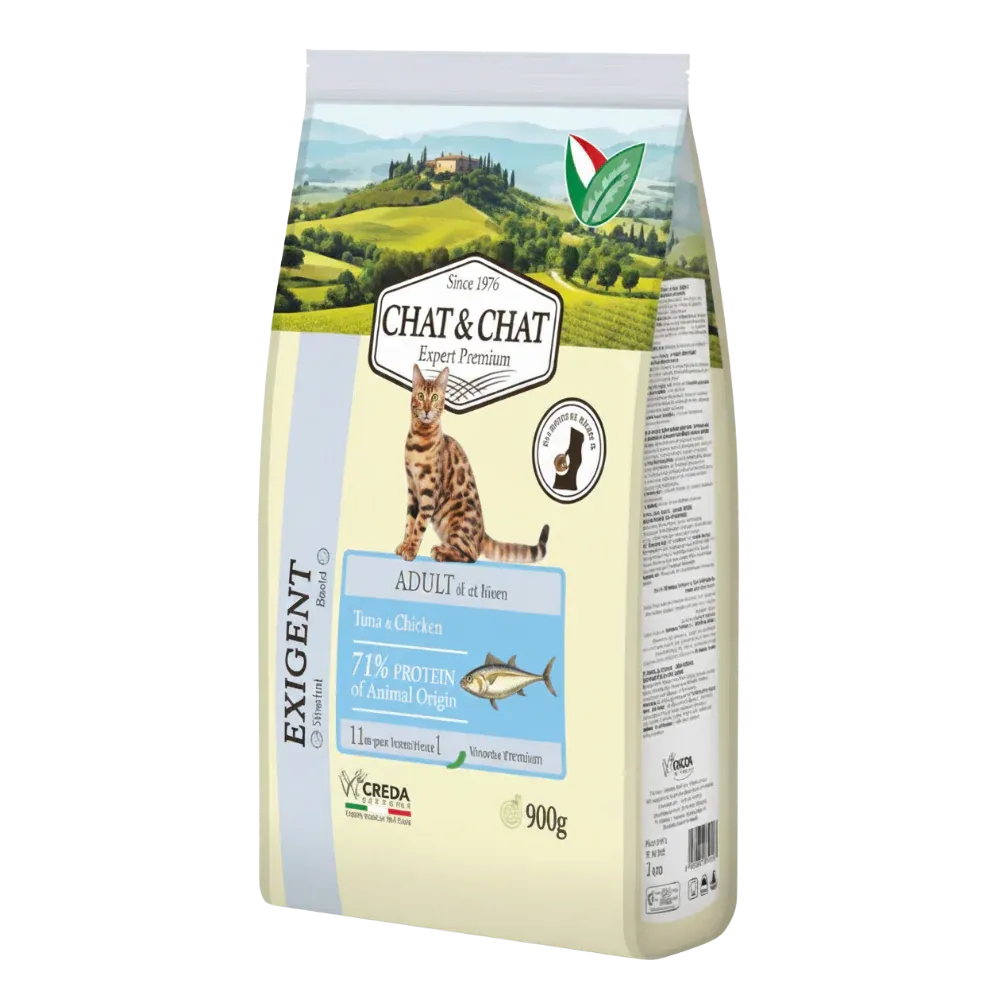 Chat&Chat Exigent Cat Food With Tuna & Peas - 900gm