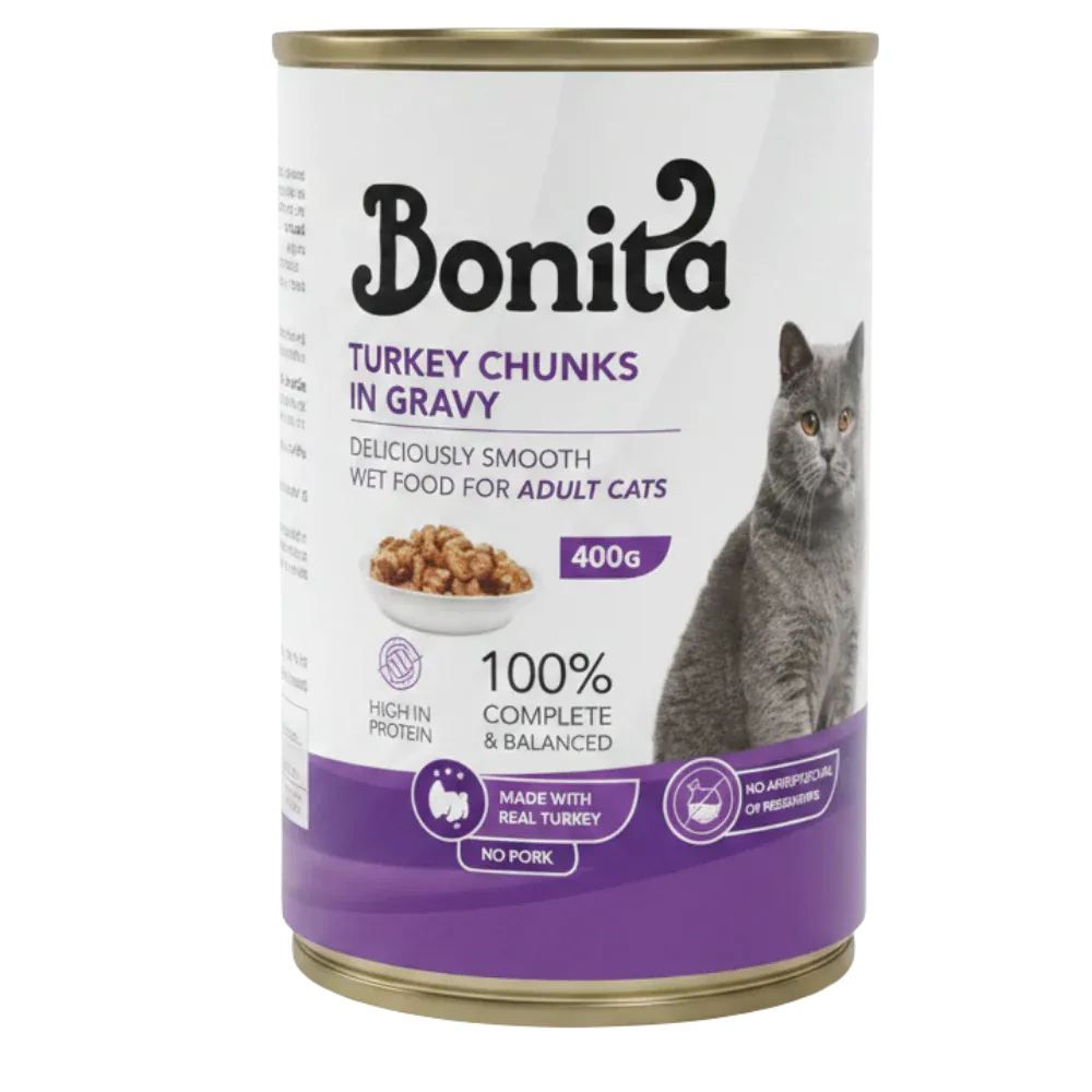 Bonita TURKEY Chunks in Gravy for Adult Cats - 400gm