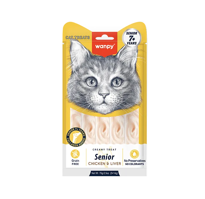 WANPY Creamy Treats For Senior 7+ Chicken & Liver - 5X14gm