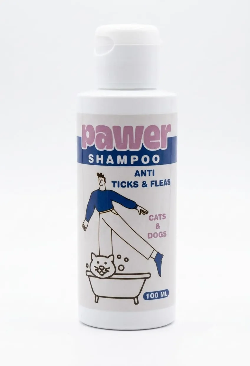 Pawer Anti Ticks & Fleas Shampoo for Cats & Dogs - 100ml