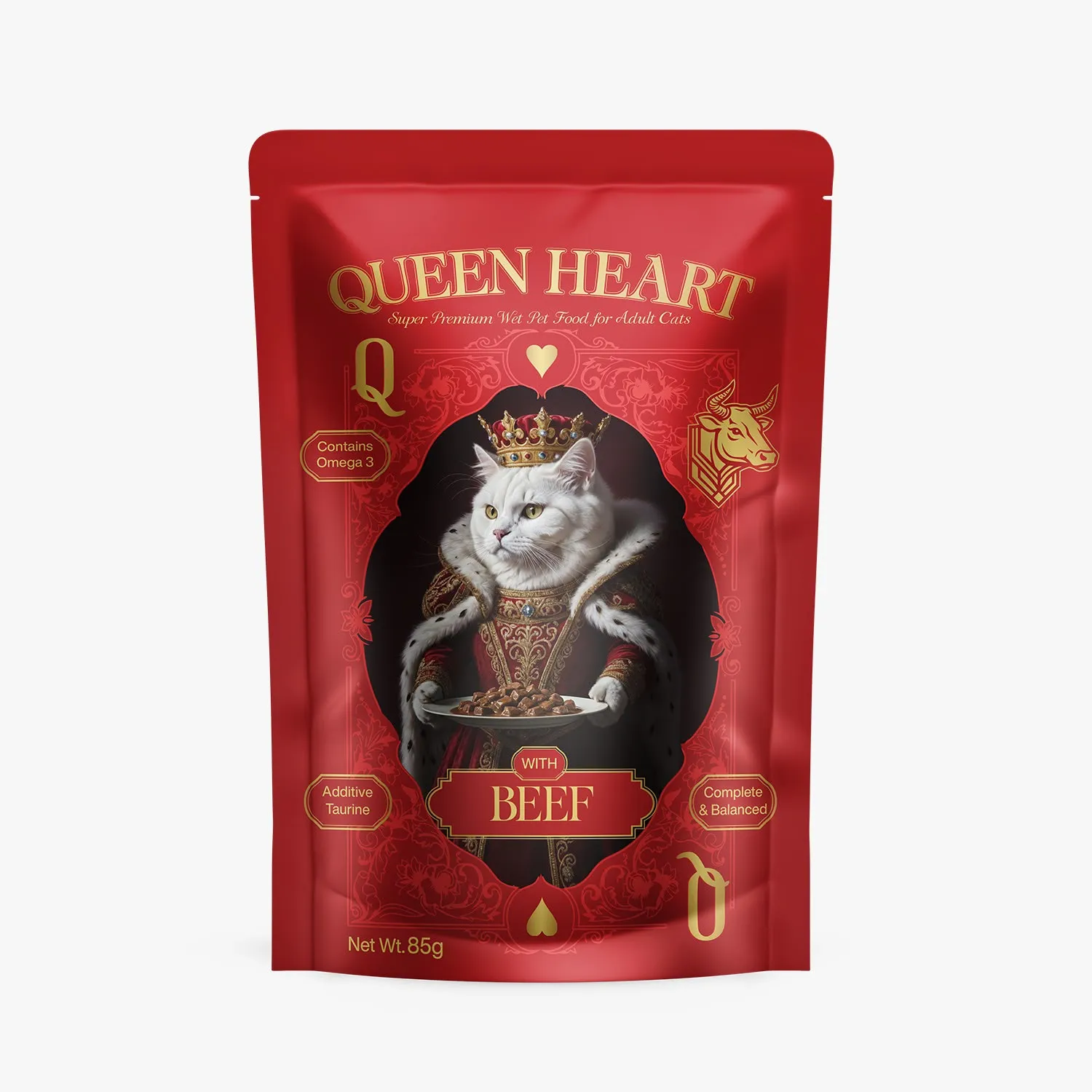 Queen Heart Adult Cat Wet Food with BEEF - 85gm