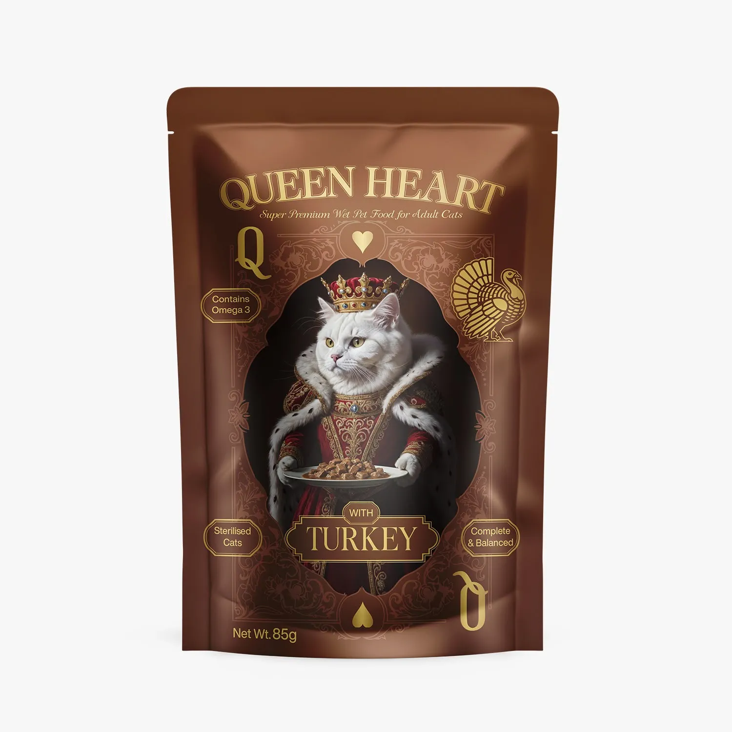 Queen Heart Adult Sterilised Cat Wet Food with TURKEY - 85gm