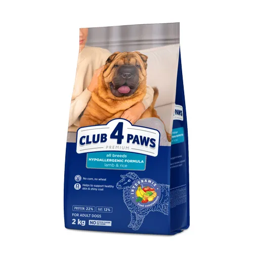 CLUB 4 PAWS Premium(Hypoallergenic Formula) all Breeds With Lamb and Rice Adult Dog - 2Kg